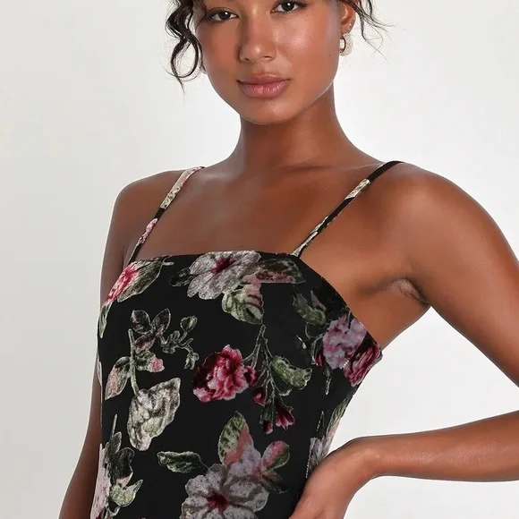 Lulus black velvet burnout dress - Picture 1 of 3